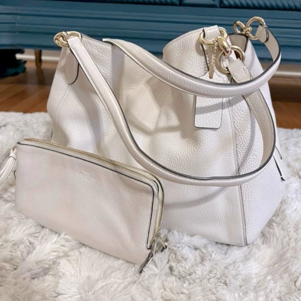 Authentic white Coach purse and wallet